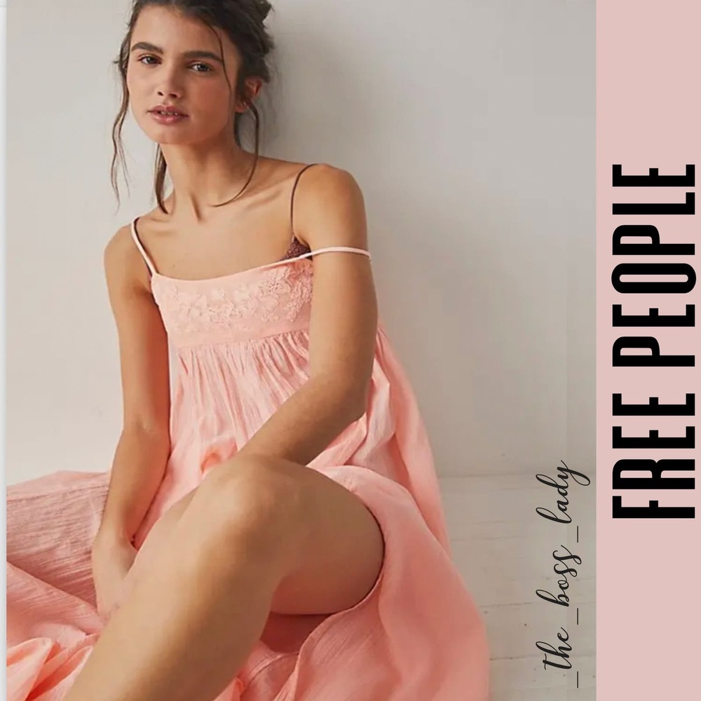 Free People maxi dress slip embroidered cotton - Picture 4 of 9